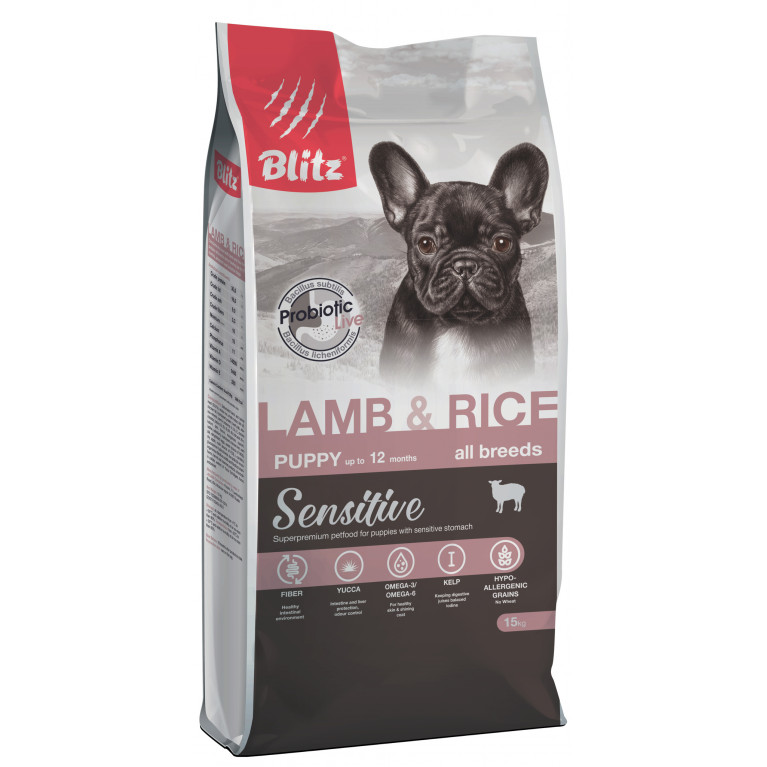BLitz Sensitive Lamb & Rice Puppy All Breeds Сухой корм для щенков всех пород с ягнёнком и рисом