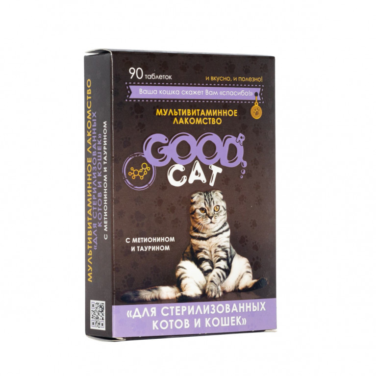 GOOD CAT Мультивитаминное лакомство ДЛЯ СТЕРИЛИЗОВАННЫХ КОТОВ И КОШЕК 90 таблеток
