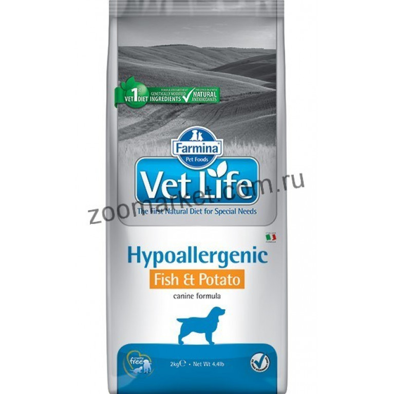 Farmina Vet Life Hypoallergenic Fish & Potato Диетический сухой корм для собак страдающих пищевой аллергией (рыба/картофель) 