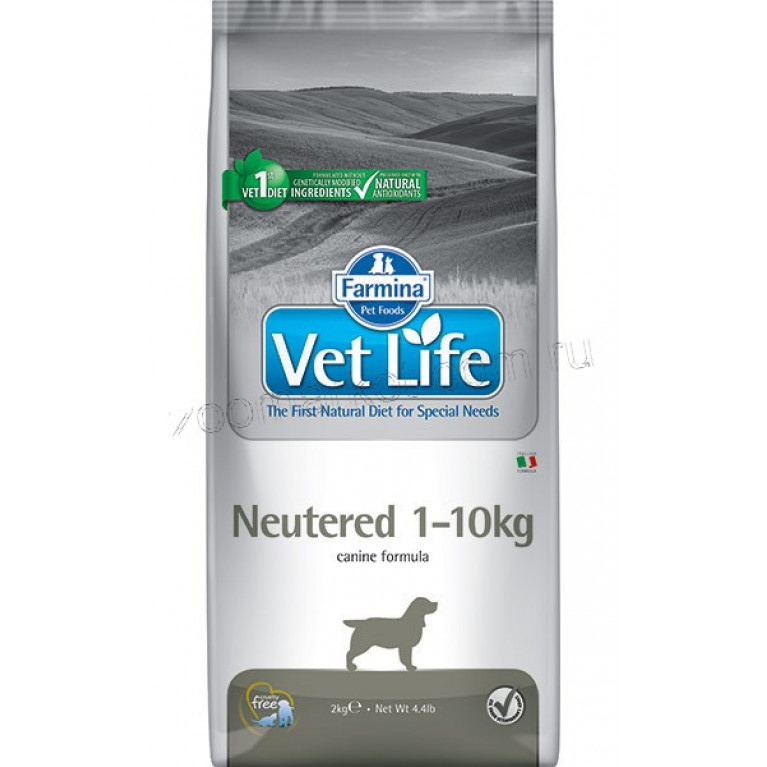 Farmina Vet Life Dog Neutered Диетический сухой корм для взрослых кастрированных и стерилизованных собак весом до 10 кг 