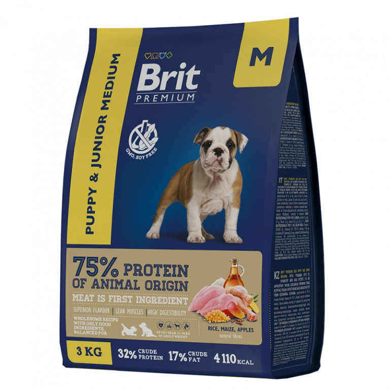 Brit Premium Dog Puppy and Junior Medium Полноценный корм для щенков и молодых собак (1-12мес) средних пород (10-25 кг)