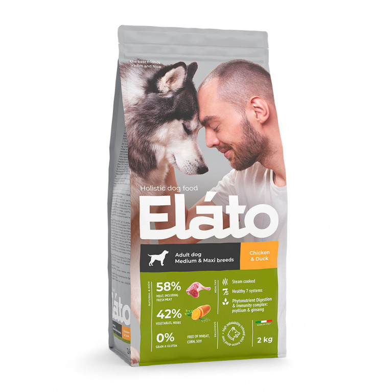 Elato Holistic Adult Dog Medium & Maxi Chicken & Duck сухой корм для взрослых собак средних и крупных пород с курицей и уткой