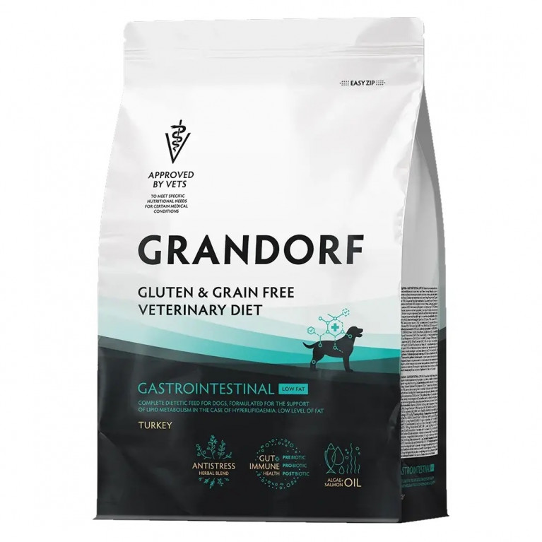 Grandorf Vet Gastrointestinal Low Fat Диетический корм для собак регулирующий метаболизм липидов при гиперлипидемии с Индейкой