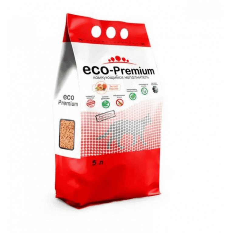 Eco Premium ПЕРСИК Наполнитель древесный комкующийся с ароматом персика