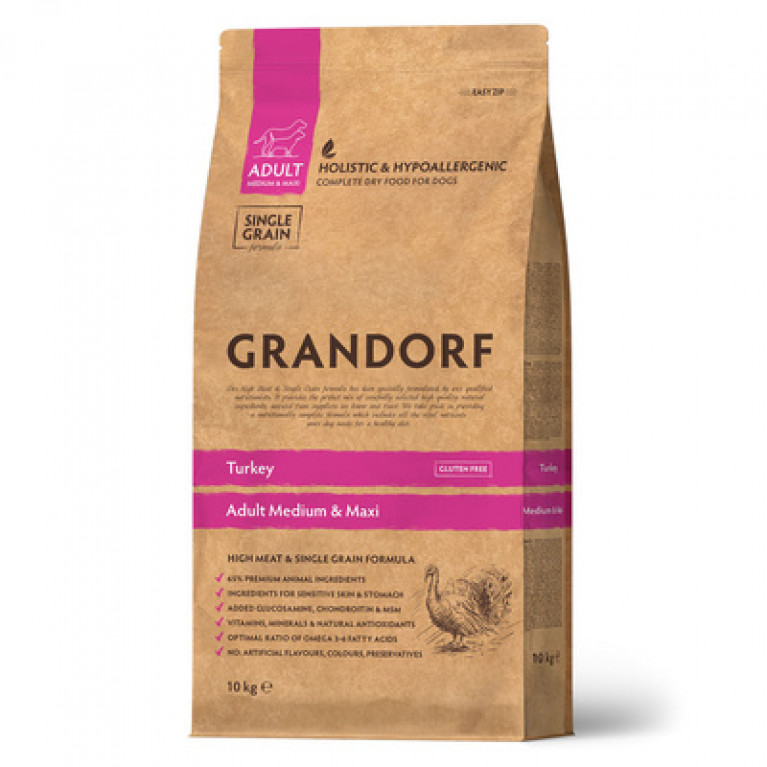Grandorf Adult Medium&Maxi Turkey Корм для взрослых собак средних и крупных пород, (Индейка)